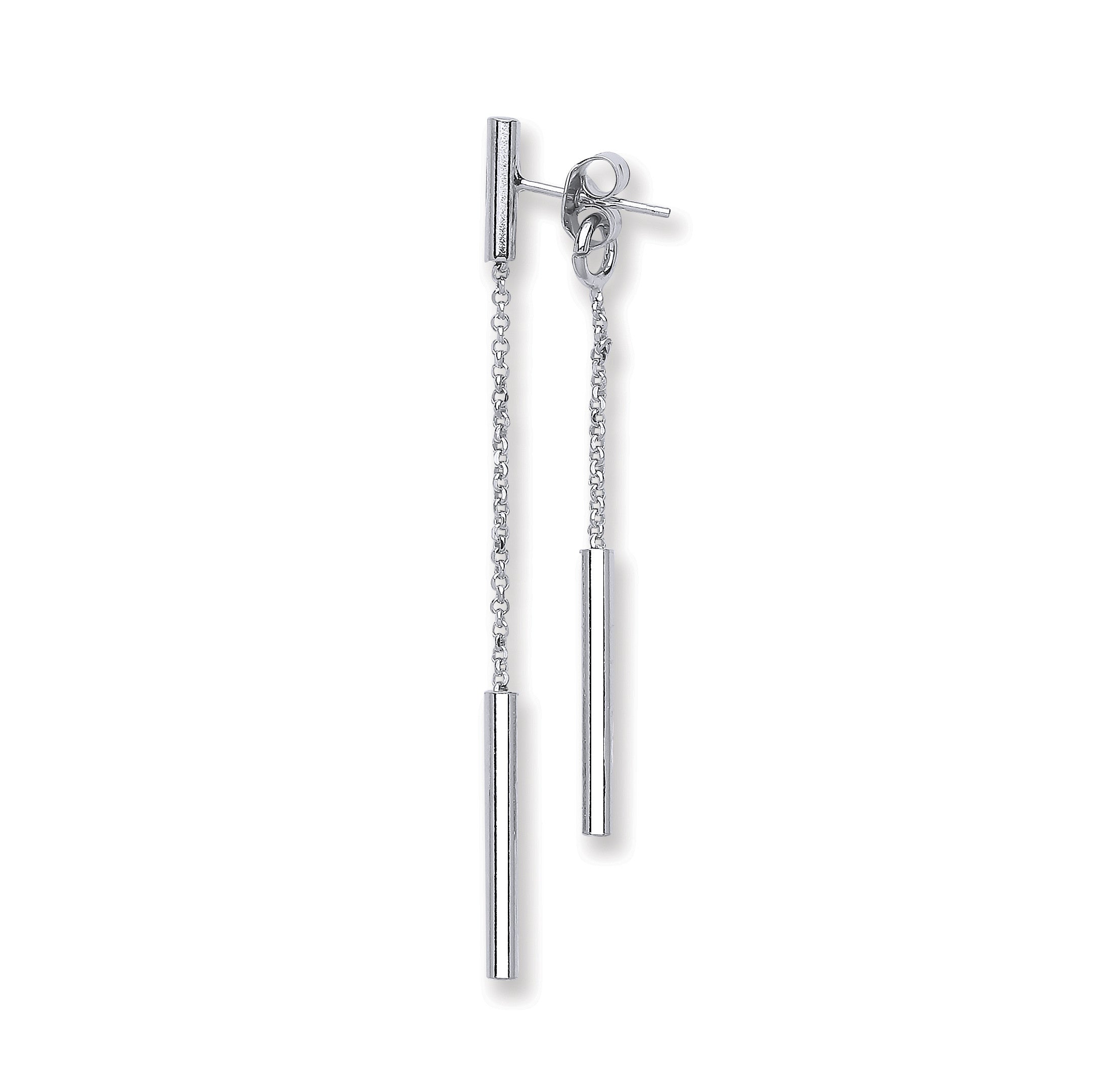 Sterling Silver Two Strand Tube Drop Earrings