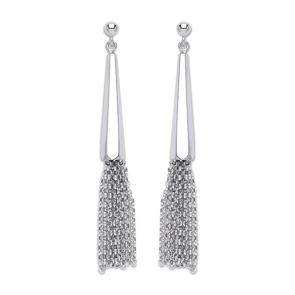 Sterling Silver Drop with Tassel Earrings