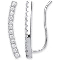 Sterling Silver Arc-shaped Ear Hook Cubic Zirconia Ear Clip Earrings