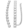 Sterling Silver Arc-shaped Ear Hook Rubover Cubic Zirconia Ear Clip Earrings