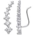 Sterling Silver Arc-shaped Ear Hook Claw Set Cubic Zirconia Ear Clip Earrings