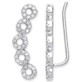 Sterling Silver Arc-shaped Ear Hook Cubic Zirconia Circles Ear Clip Earrings