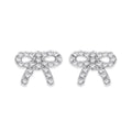 Sterling Silver Cubic Zirconia Bow Stud Earrings