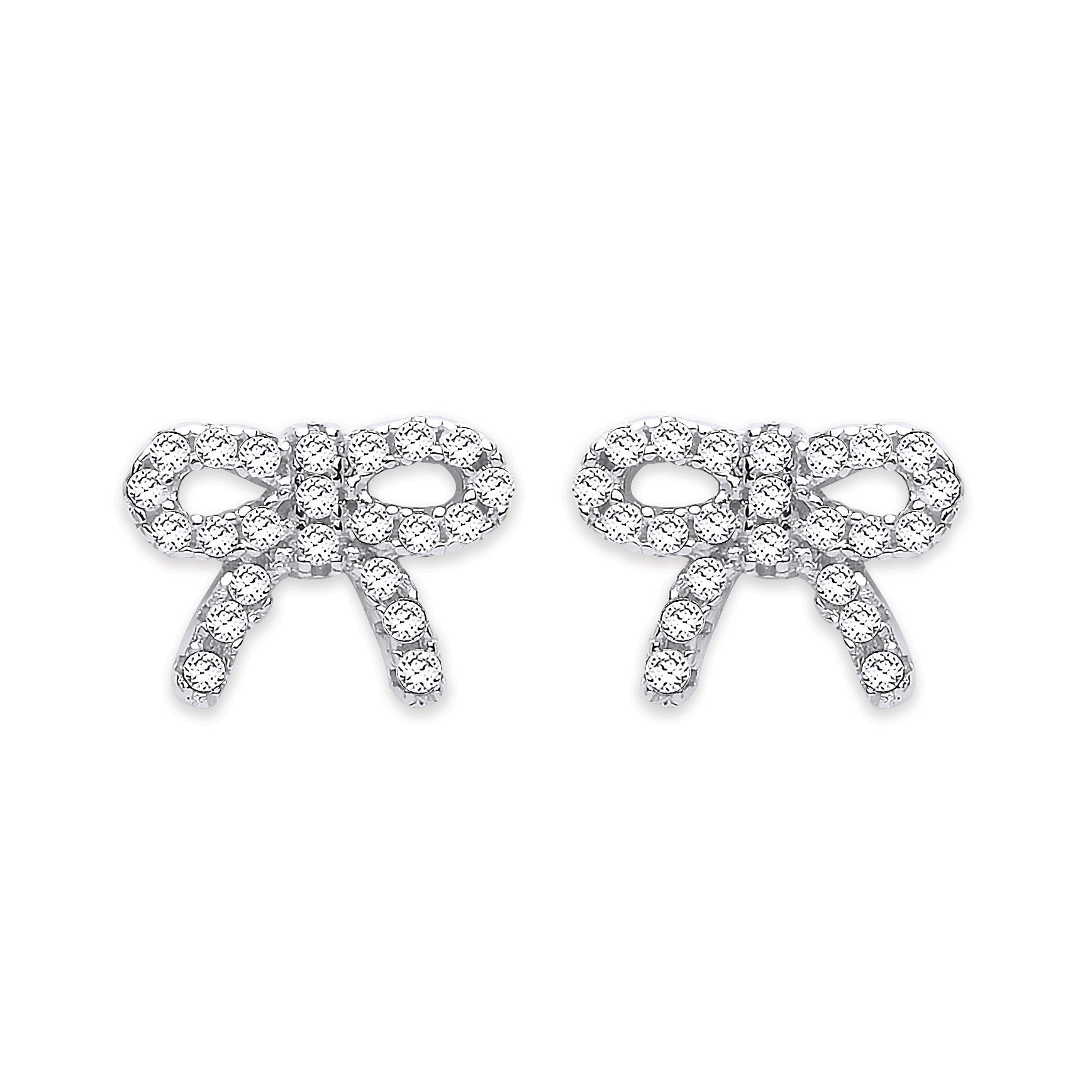 Sterling Silver Cubic Zirconia Bow Stud Earrings