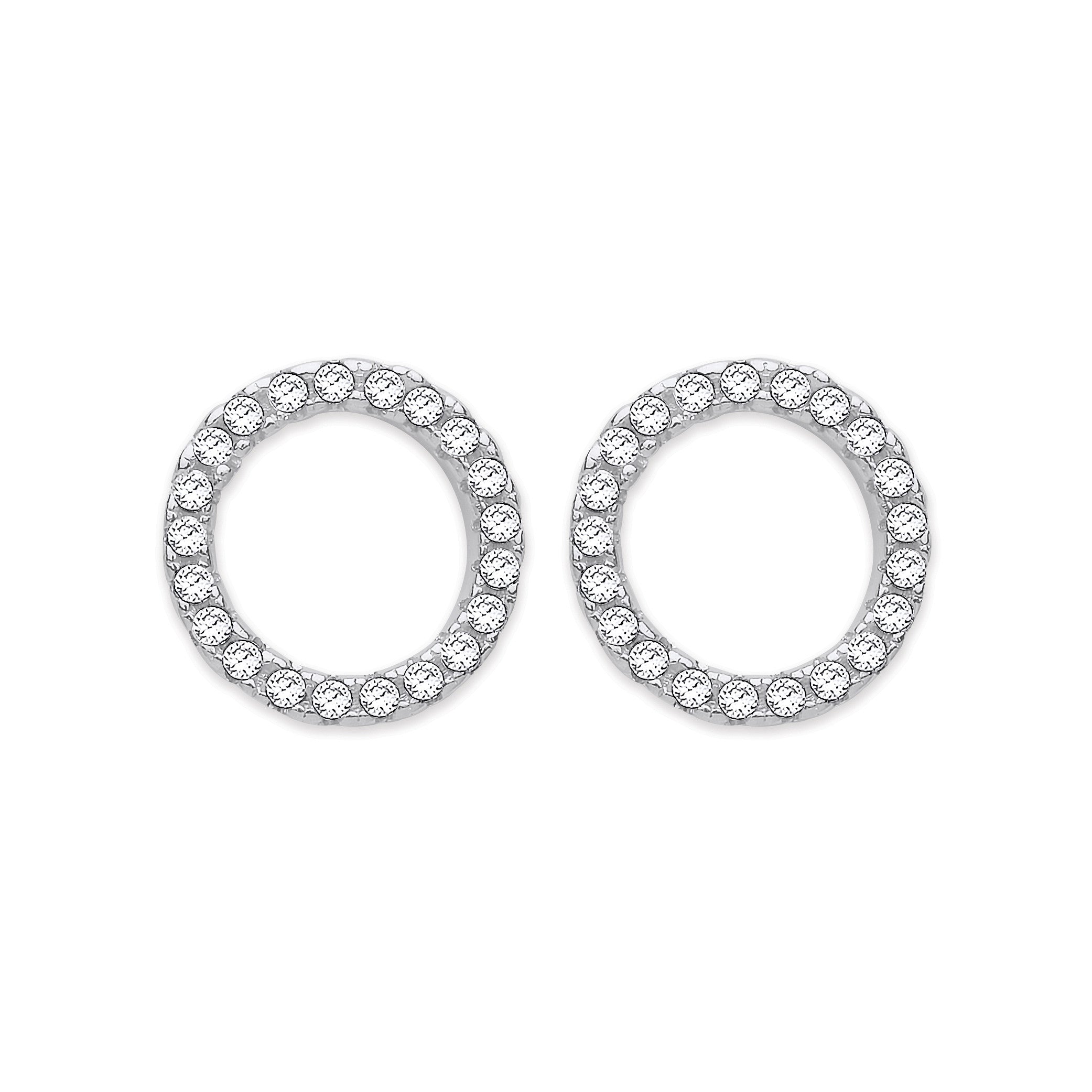 Sterling Silver Cubic Zirconia Circle of Life Stud Earrings