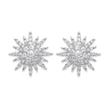 Sterling Silver Cubic Zirconia Starburst Stud Earrings