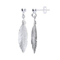 Sterling Silver Feather Drop Earrings