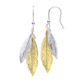 Sterling Silver & Gold Coated Feathers Drop Earrings