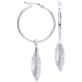 Sterling Silver Feather Hoop Earrings
