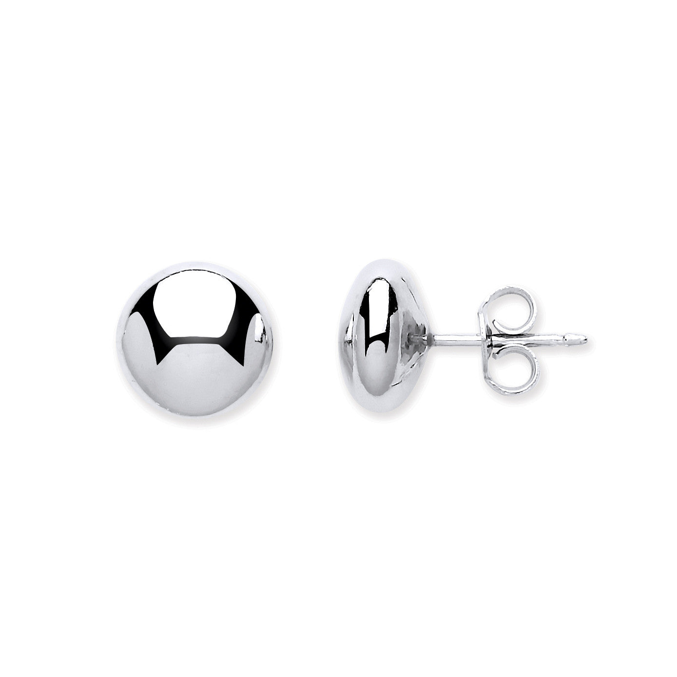 Sterling Silver 10mm Button Stud Earrings