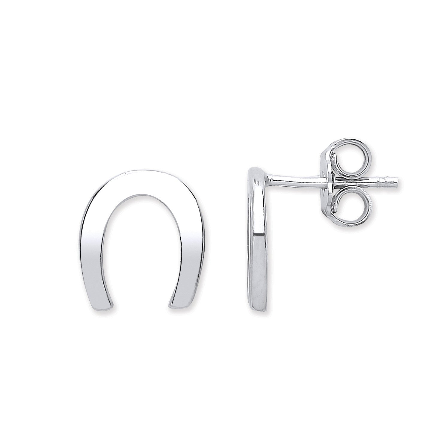 Sterling Silver Lucky Horseshoe Stud Earrings