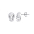 Sterling Silver Cubic Zirconia Skull Stud Earrings