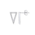 Sterling Silver Upside Down Cubic Zirconia Triangle Stud Earrings