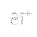 Sterling Silver Interlocking Circles Cubic Zirconia Stud Earrings