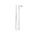 Sterling Silver Pave Cubic Zirconia Oval Linear Drop Earrings