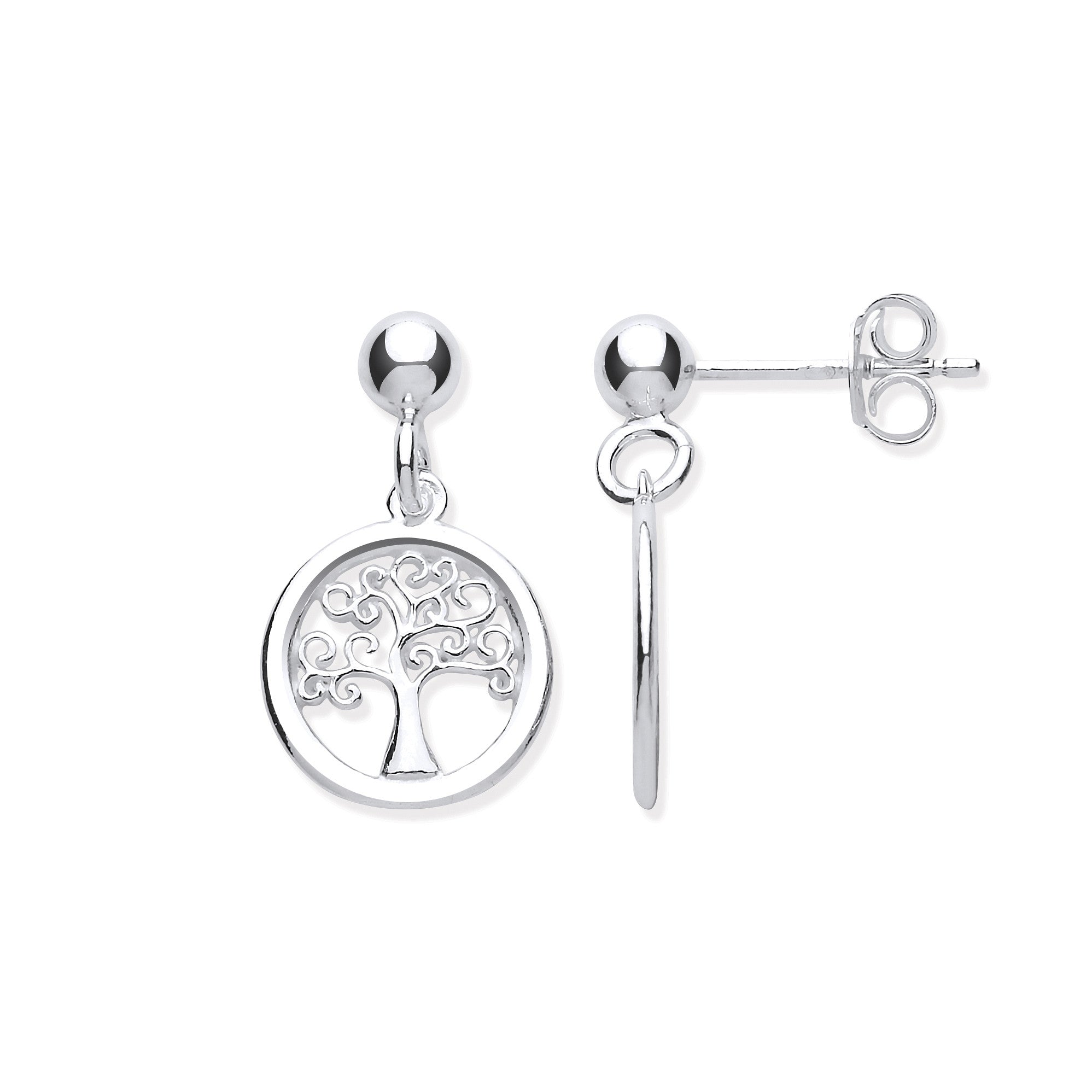 Sterling Silver Tree of Life Drop Earrings