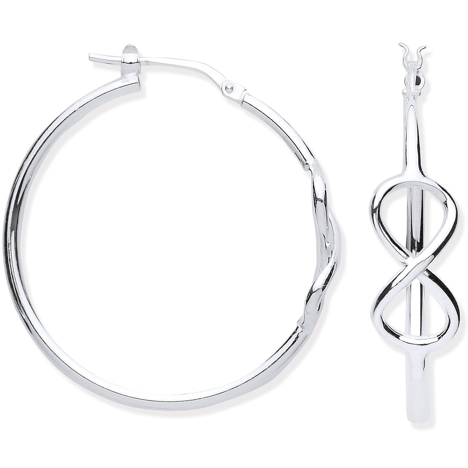 Sterling Silver Infinity 34mm Hoop Earrings