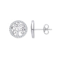 Sterling Silver Tree of Life Cubic Zirconia Stud Earrings