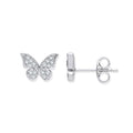 Sterling Silver Cubic Zirconia Butterfly Stud Earrings