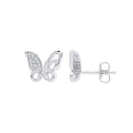 Sterling Silver Cubic Zirconia Open Butterfly Stud Earrings