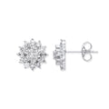 Sterling Silver Traditional Cubic Zirconia Cluster Studs