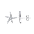 Sterling Silver Starfish Cubic Zirconia Studs