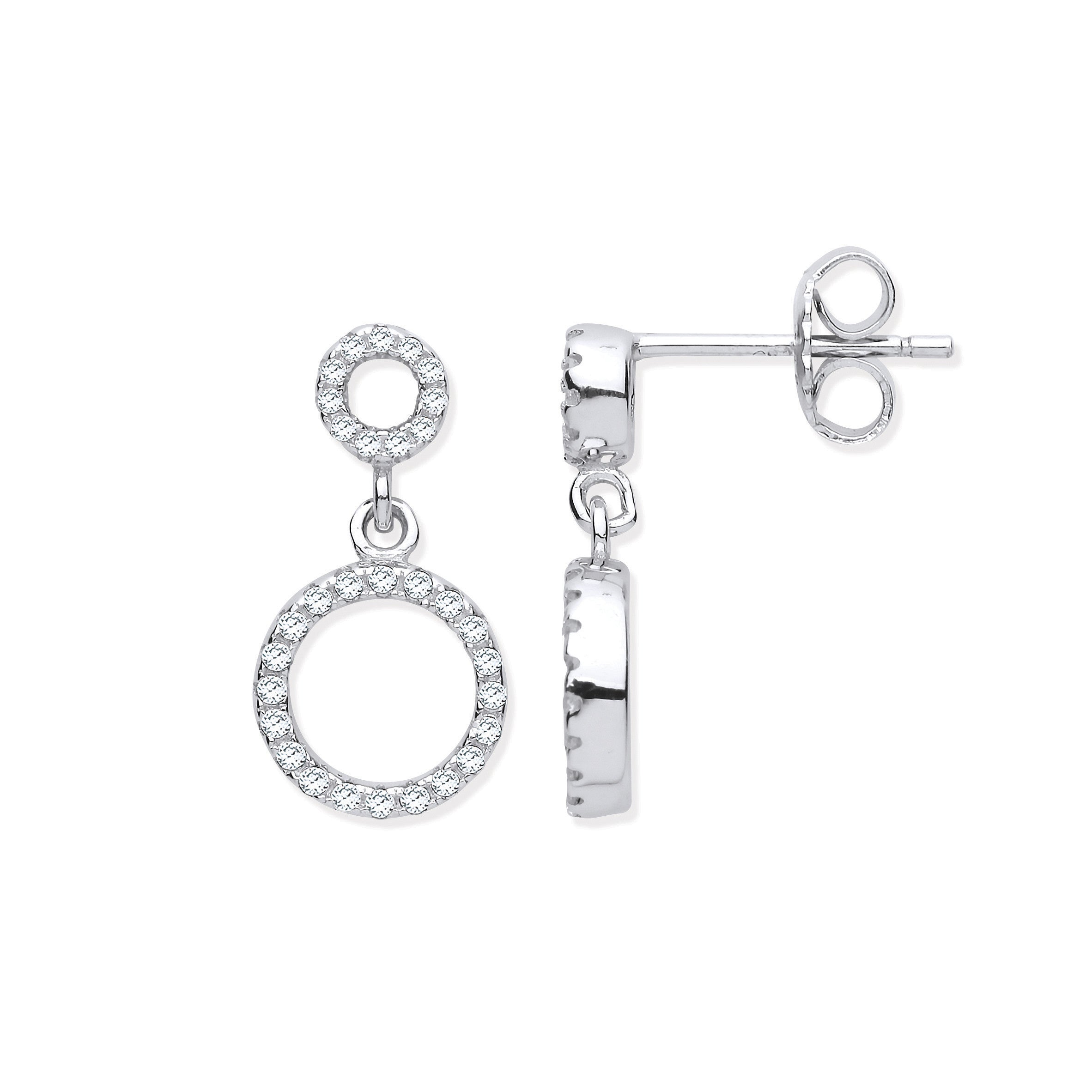 Sterling Silver Cubic Zirconia Circle of Life Drop Earrings