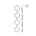Sterling Silver Cubic Zirconia Circle of Life Long Drop Earrings