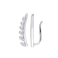 Sterling Silver Cubic Zirconia Half Leaf Earcuff, Crawler, Earrings