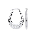 Sterling Silver Diamond Cut Oval Creoles