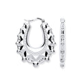 Sterling Silver Embossed Hinged Oval Creoles