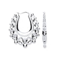 Sterling Silver Embossed Hinged Large Oval Creoles