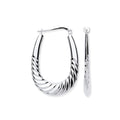 Sterling Silver Twisted Ridge Oval Creoles