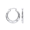 Sterling Silver Ribbed Edge Creoles