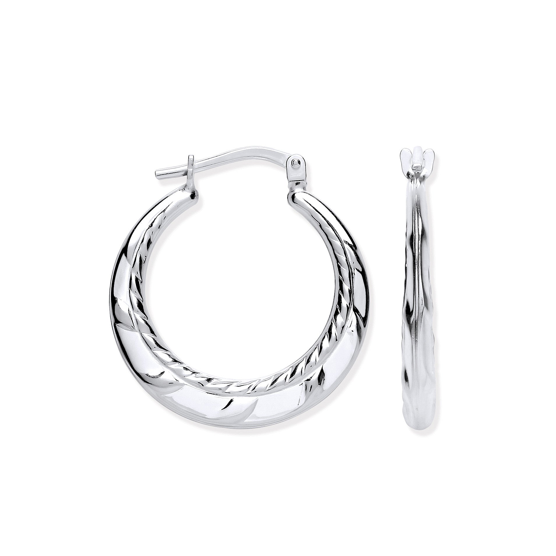 Sterling Silver Ribbed Edge Creoles