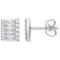 Sterling Silver Asymmetric Cubic Zirconia Stud Earrings