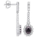 Sterling Silver Black Cluster Cubic Zirconia Drop Earrings