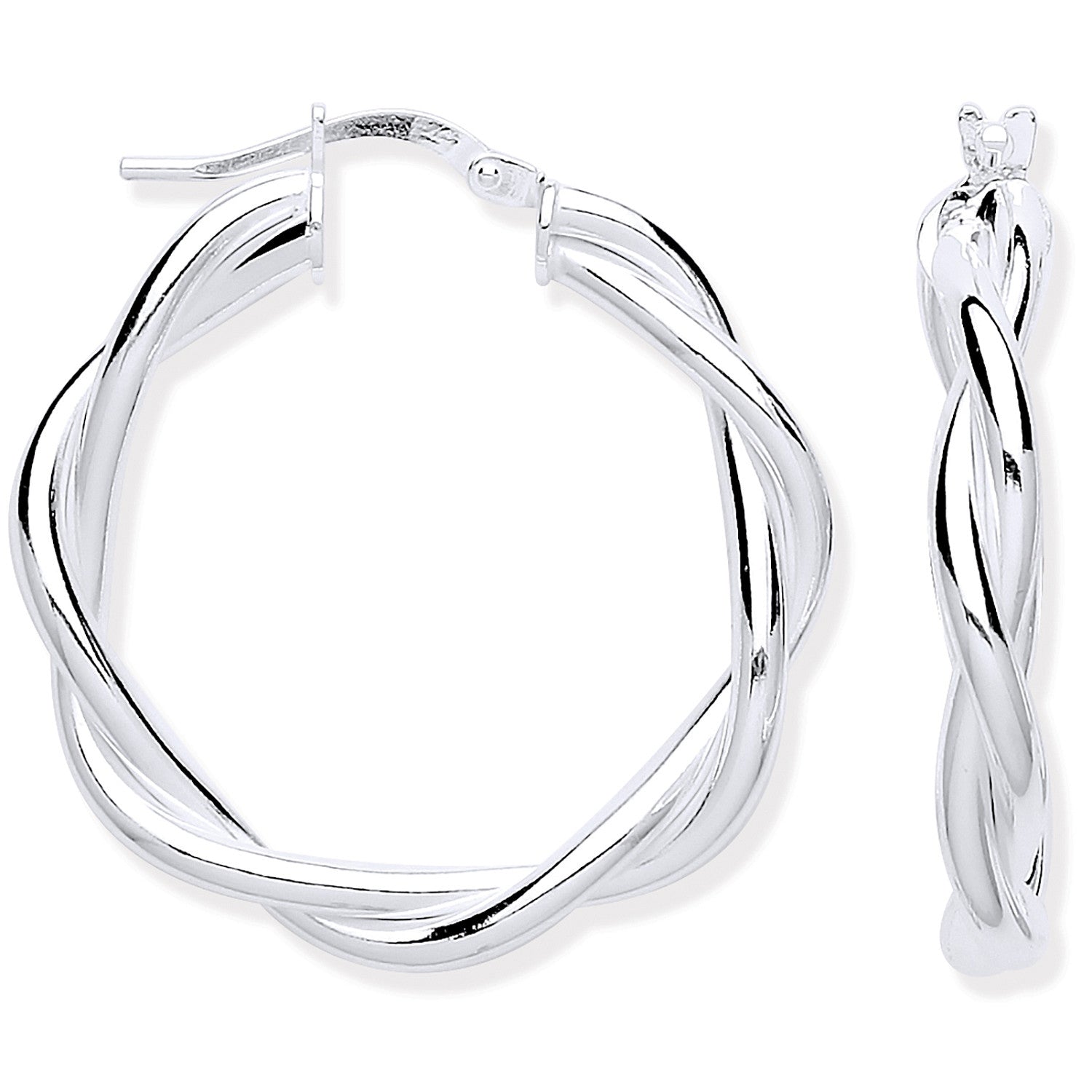 Sterling Silver Twist Hoop 25mm Earrings