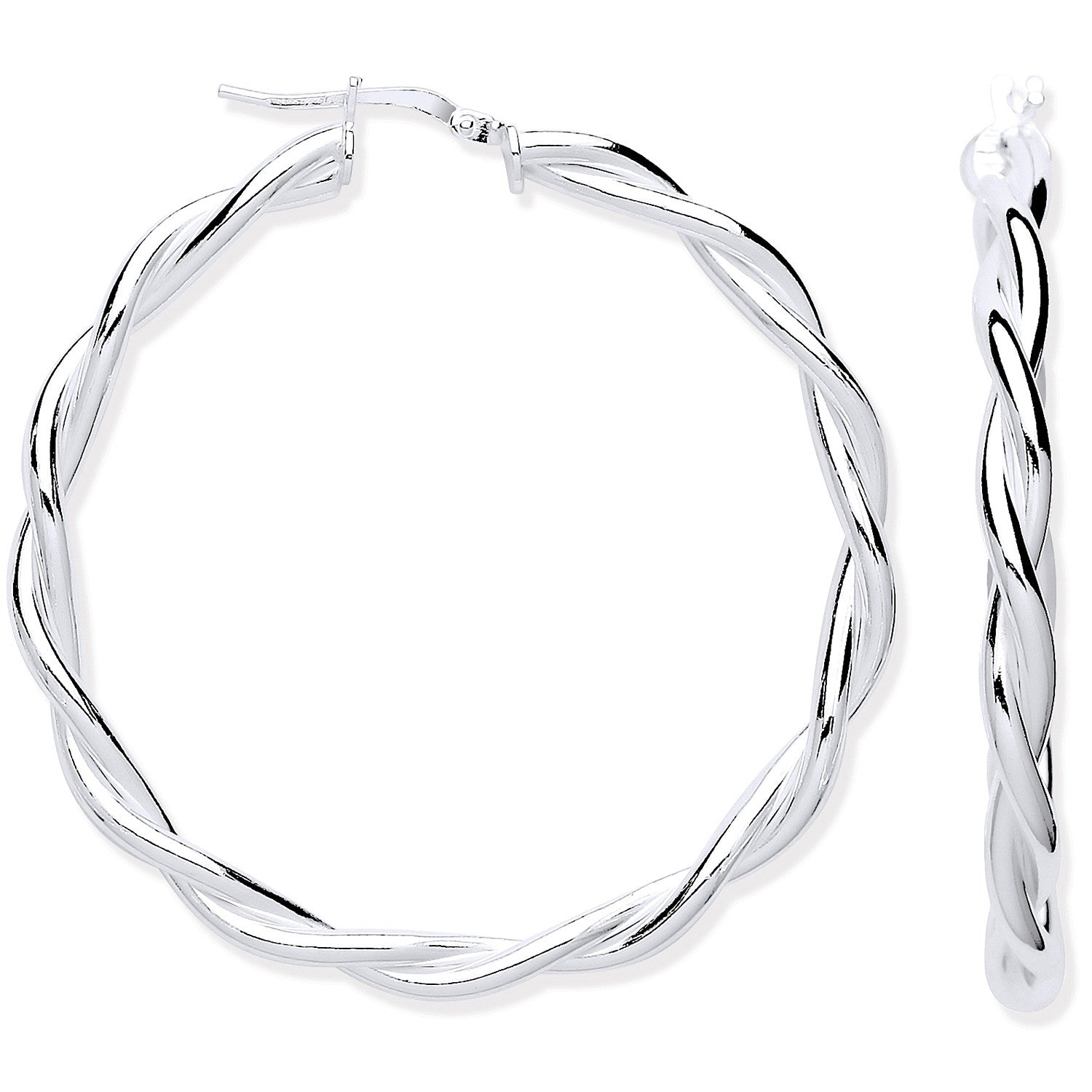 Sterling Silver Twist Hoop 40mm Earrings