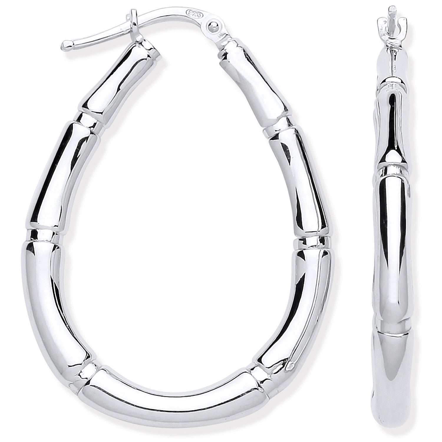 Sterling Silver Bamboo Creole Earrings