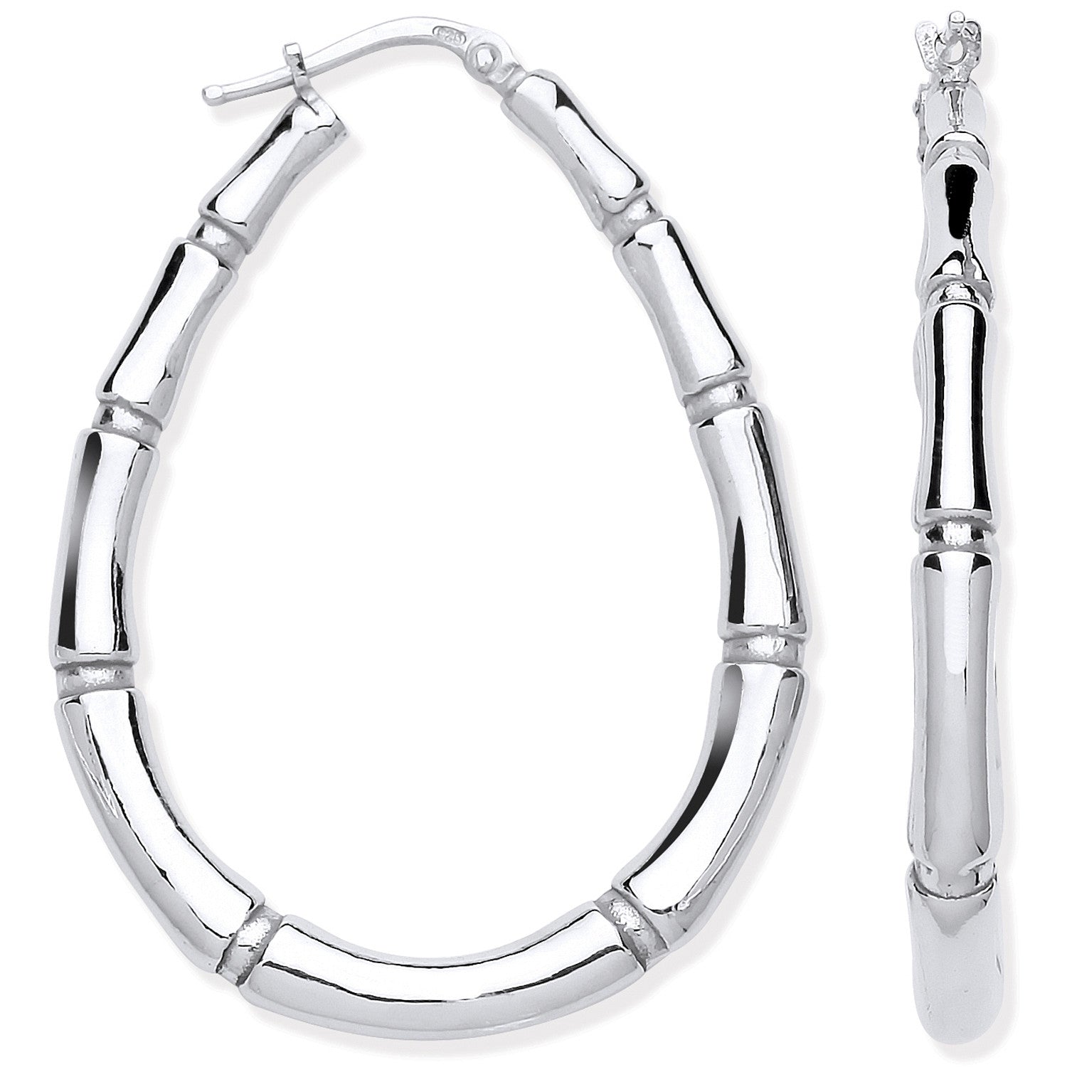 Sterling Silver Bamboo Large Creole Earrings