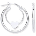 Sterling Silver Double Tube Heart Hoop Earrings