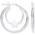 Sterling Silver Double Tube Star Hoop Earrings