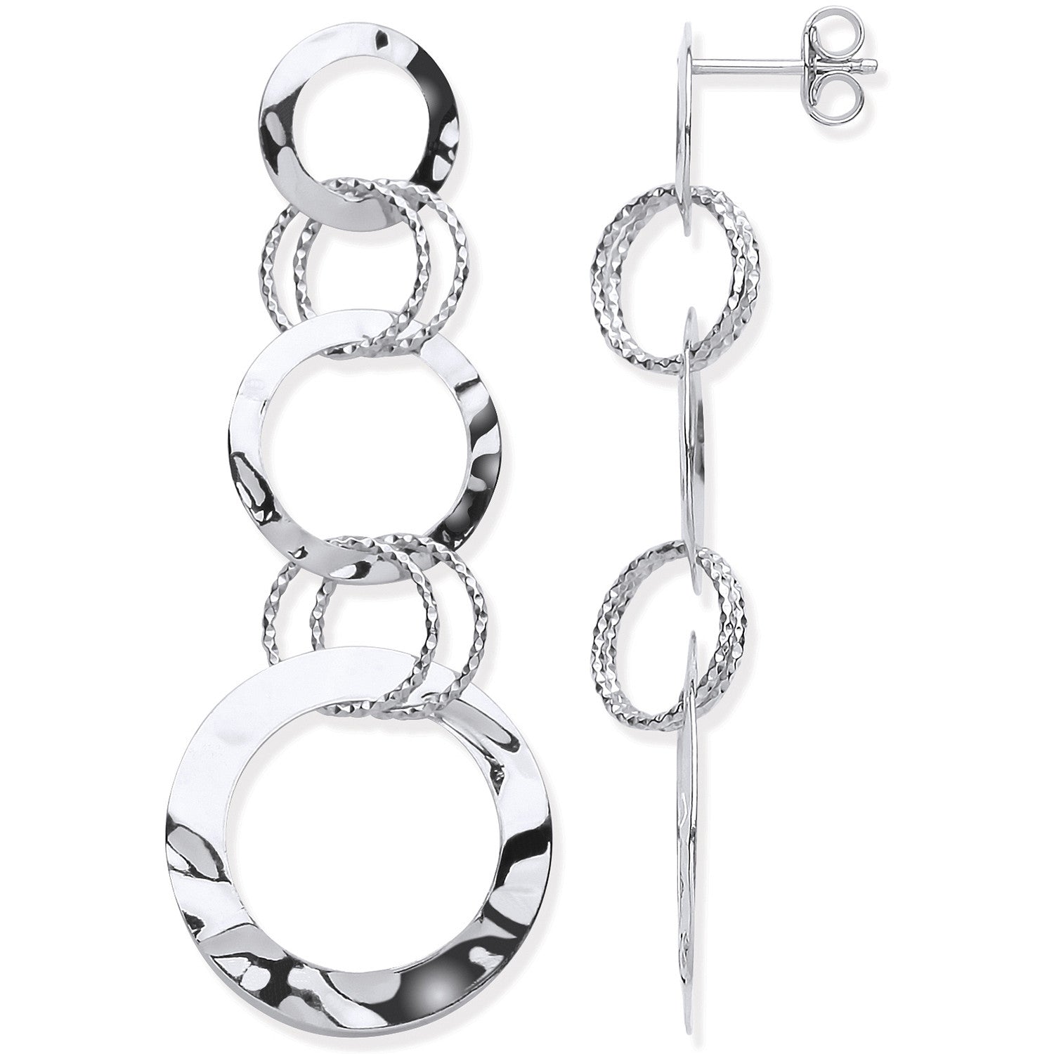 Sterling Silver Interlinked Circles Drop Earrings