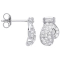 Sterling Silver Cubic Zirconia Boxing Gloves Stud Earrings