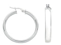 Sterling Silver D Shaped Hoop Earrings