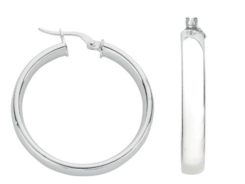 Sterling Silver D Shaped Hoop Earrings
