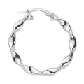 Sterling Silver Round Twist Hoop Earrings
