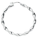 Sterling Silver Medium Round Twist Hoop Earrings