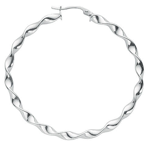 Sterling Silver Large Twisted Hoop Earrings